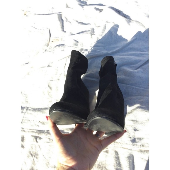 Steve Madden womens booties size 8M 8 sock boots black heels Edit textile vegan - Picture 7 of 10